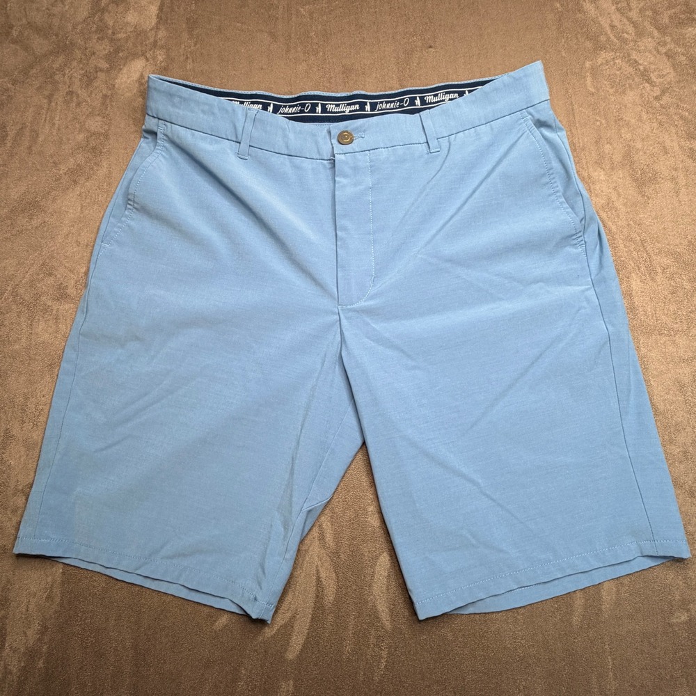 johnnie-O Mulligan Performance Golf Shorts Mens 34 Blue Stretch Moisture Wicking